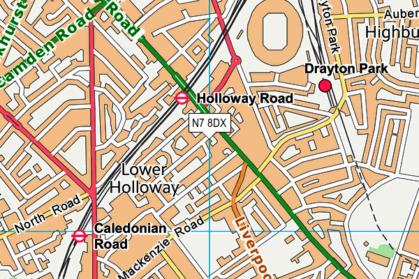 N7 8DX map - OS VectorMap District (Ordnance Survey)