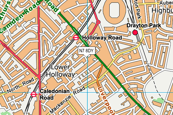 N7 8DY map - OS VectorMap District (Ordnance Survey) N7 8DY map - OS VectorMap District (Ordnance Survey)