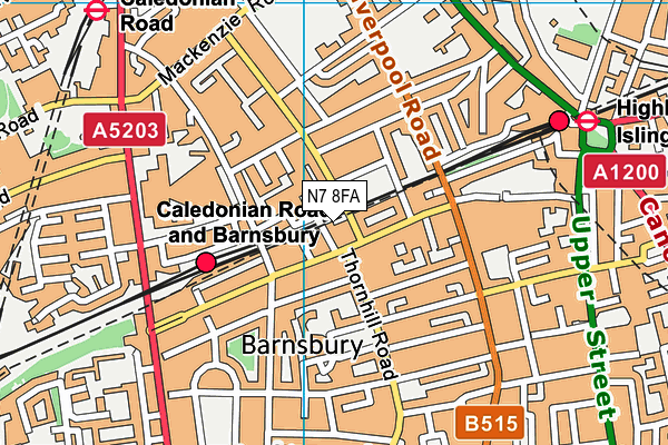 N7 8FA map - OS VectorMap District (Ordnance Survey)