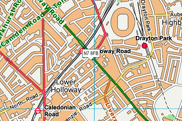N7 8FB map - OS VectorMap District (Ordnance Survey) N7 8FB map - OS VectorMap District (Ordnance Survey)