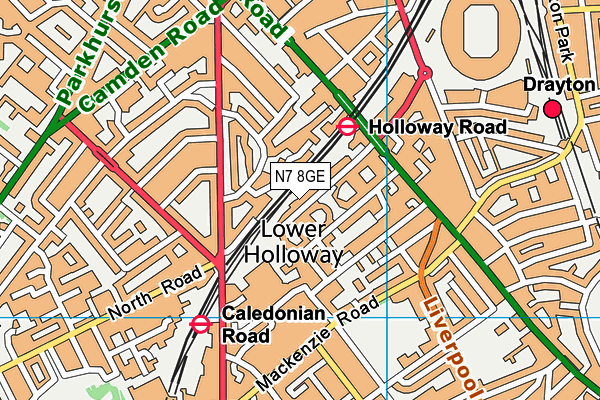 N7 8GE map - OS VectorMap District (Ordnance Survey) N7 8GE map - OS VectorMap District (Ordnance Survey)