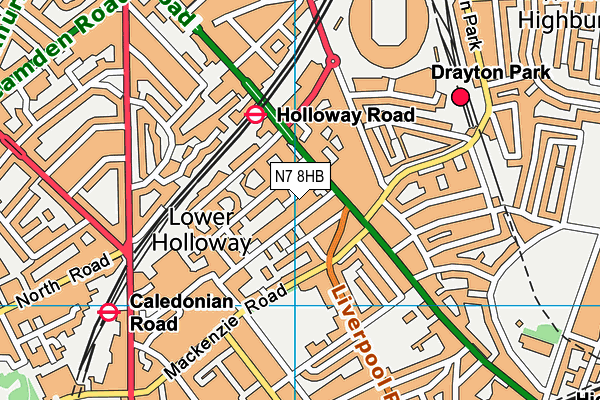 N7 8HB map - OS VectorMap District (Ordnance Survey) N7 8HB map - OS VectorMap District (Ordnance Survey)