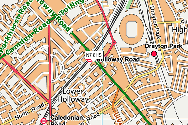 N7 8HS map - OS VectorMap District (Ordnance Survey)