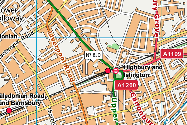 N7 8JD map - OS VectorMap District (Ordnance Survey)