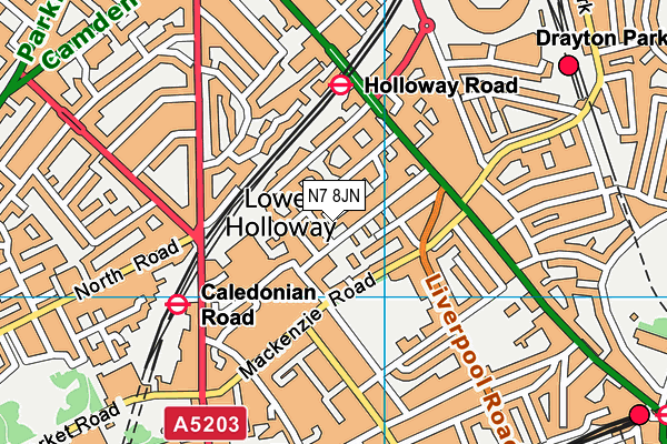 N7 8JN map - OS VectorMap District (Ordnance Survey)