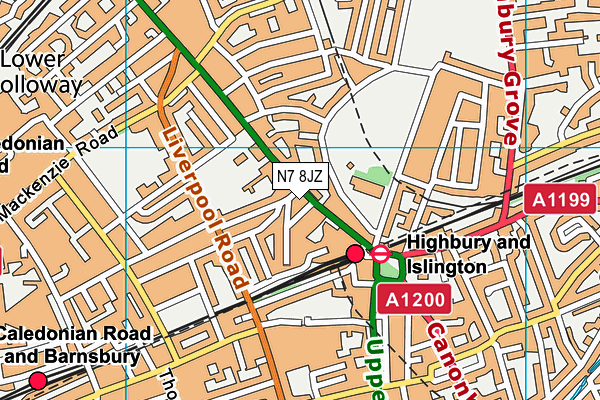 N7 8JZ map - OS VectorMap District (Ordnance Survey) N7 8JZ map - OS VectorMap District (Ordnance Survey)