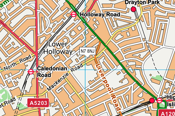 N7 8NJ map - OS VectorMap District (Ordnance Survey)