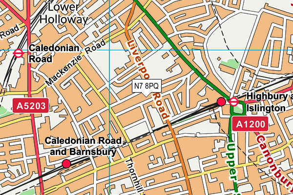 N7 8PQ map - OS VectorMap District (Ordnance Survey)
