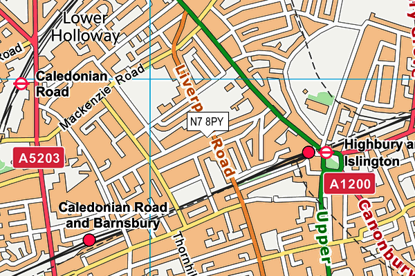 N7 8PY map - OS VectorMap District (Ordnance Survey)