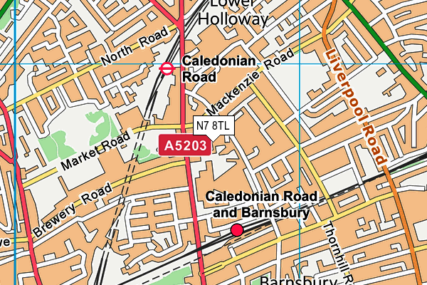 N7 8TL map - OS VectorMap District (Ordnance Survey)