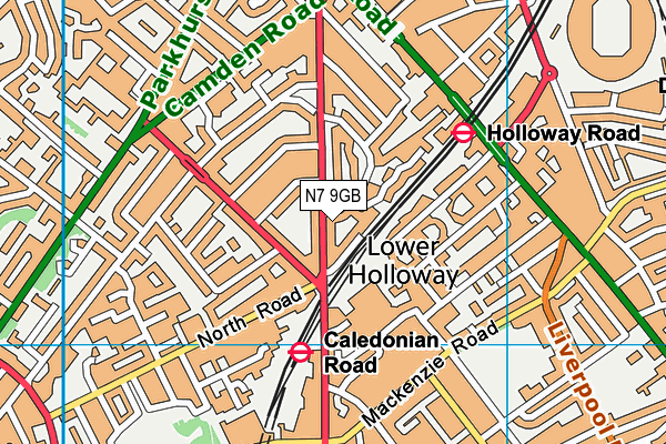 N7 9GB map - OS VectorMap District (Ordnance Survey)