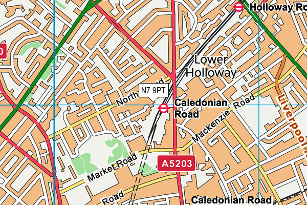 N7 9PT map - OS VectorMap District (Ordnance Survey)