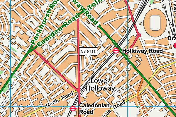 N7 9TD map - OS VectorMap District (Ordnance Survey)