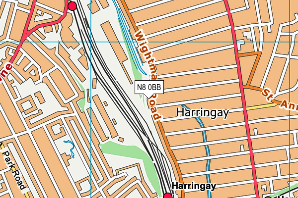 N8 0BB map - OS VectorMap District (Ordnance Survey)