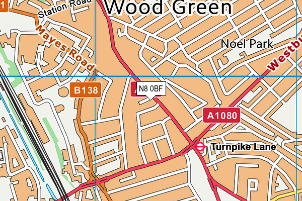 N8 0BF map - OS VectorMap District (Ordnance Survey) N8 0BF map - OS VectorMap District (Ordnance Survey)