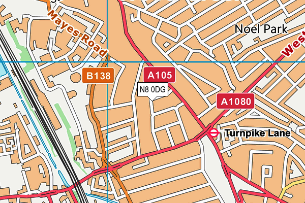 N8 0DG map - OS VectorMap District (Ordnance Survey) N8 0DG map - OS VectorMap District (Ordnance Survey)
