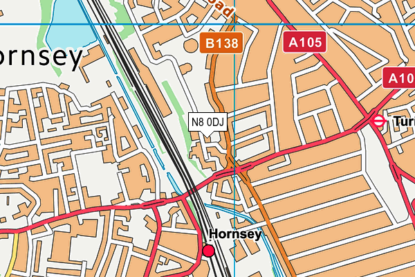 N8 0DJ map - OS VectorMap District (Ordnance Survey) N8 0DJ map - OS VectorMap District (Ordnance Survey)