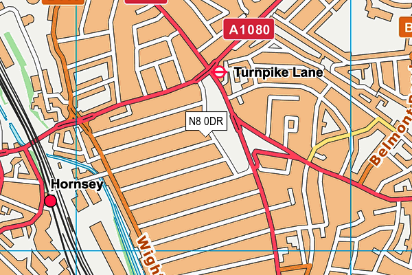 N8 0DR map - OS VectorMap District (Ordnance Survey) N8 0DR map - OS VectorMap District (Ordnance Survey)
