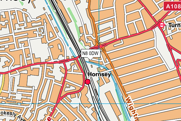 N8 0DW map - OS VectorMap District (Ordnance Survey)