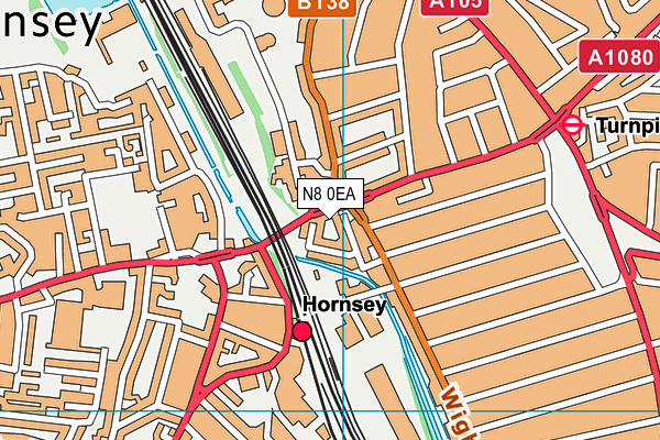 N8 0EA map - OS VectorMap District (Ordnance Survey) N8 0EA map - OS VectorMap District (Ordnance Survey)