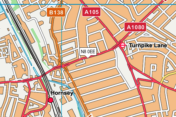 N8 0EE map - OS VectorMap District (Ordnance Survey)