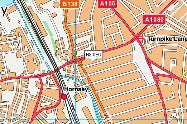 N8 0EU map - OS VectorMap District (Ordnance Survey)