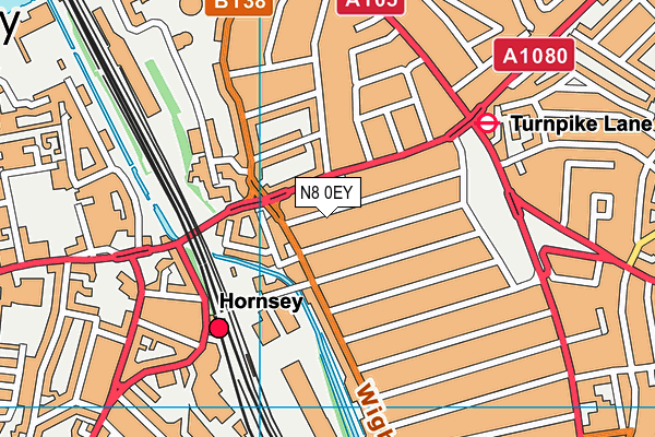N8 0EY map - OS VectorMap District (Ordnance Survey)