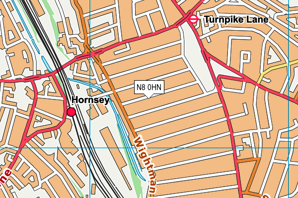 N8 0HN map - OS VectorMap District (Ordnance Survey)