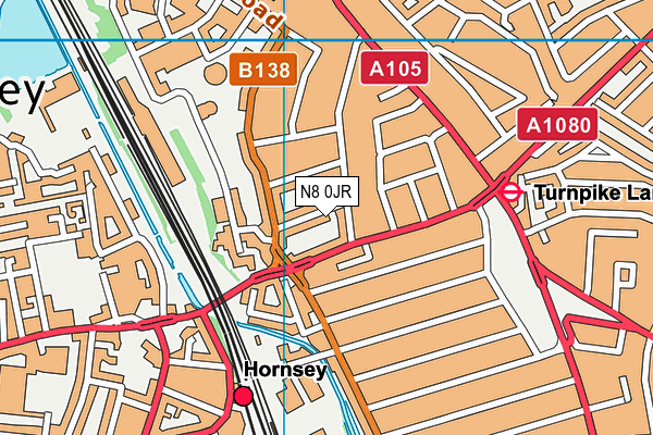 N8 0JR map - OS VectorMap District (Ordnance Survey) N8 0JR map - OS VectorMap District (Ordnance Survey)