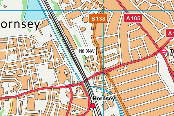N8 0NW map - OS VectorMap District (Ordnance Survey) N8 0NW map - OS VectorMap District (Ordnance Survey)