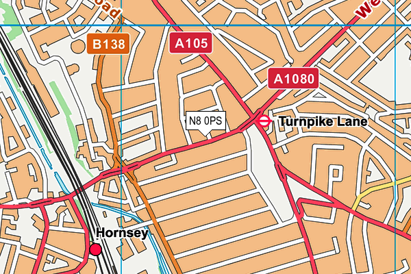 N8 0PS map - OS VectorMap District (Ordnance Survey)