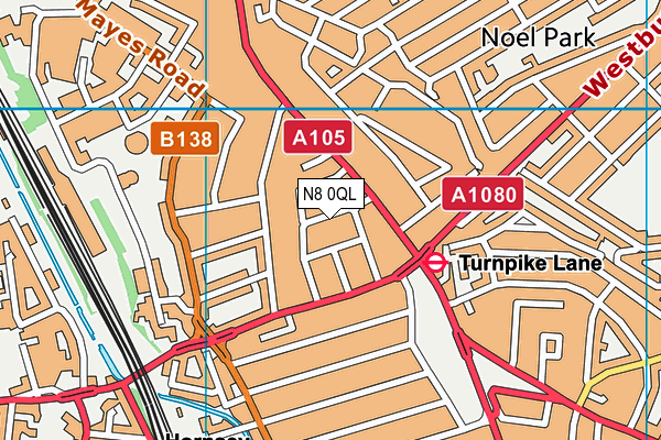 N8 0QL map - OS VectorMap District (Ordnance Survey)
