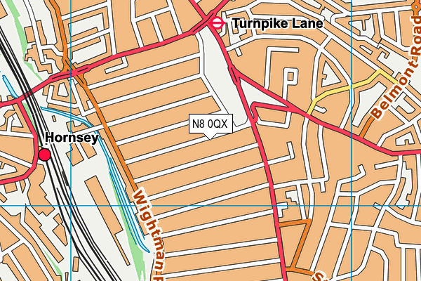 N8 0QX map - OS VectorMap District (Ordnance Survey) N8 0QX map - OS VectorMap District (Ordnance Survey)