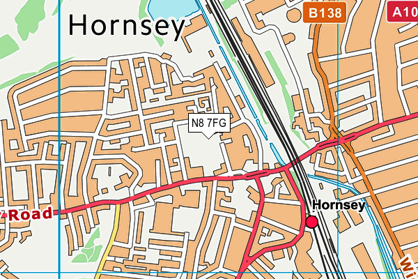 N8 7FG map - OS VectorMap District (Ordnance Survey) N8 7FG map - OS VectorMap District (Ordnance Survey)
