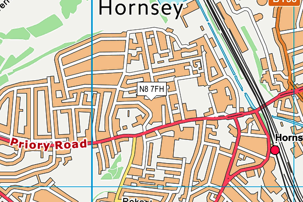 N8 7FH map - OS VectorMap District (Ordnance Survey) N8 7FH map - OS VectorMap District (Ordnance Survey)