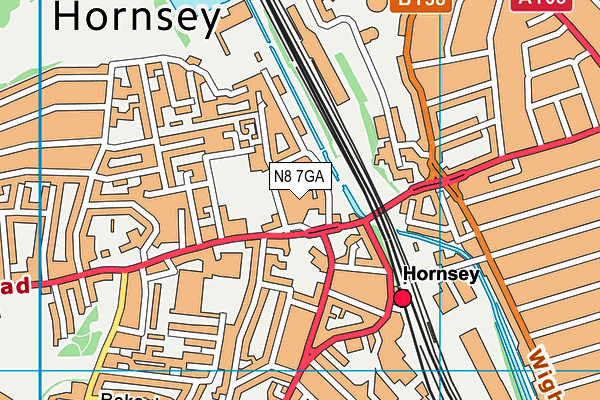 N8 7GA map - OS VectorMap District (Ordnance Survey) N8 7GA map - OS VectorMap District (Ordnance Survey)