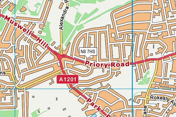 N8 7HS map - OS VectorMap District (Ordnance Survey) N8 7HS map - OS VectorMap District (Ordnance Survey)