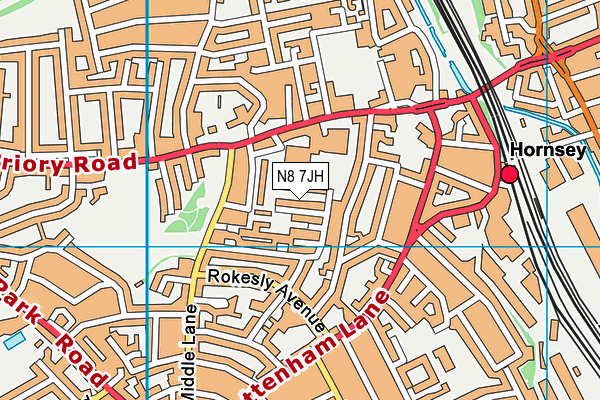 N8 7JH map - OS VectorMap District (Ordnance Survey) N8 7JH map - OS VectorMap District (Ordnance Survey)