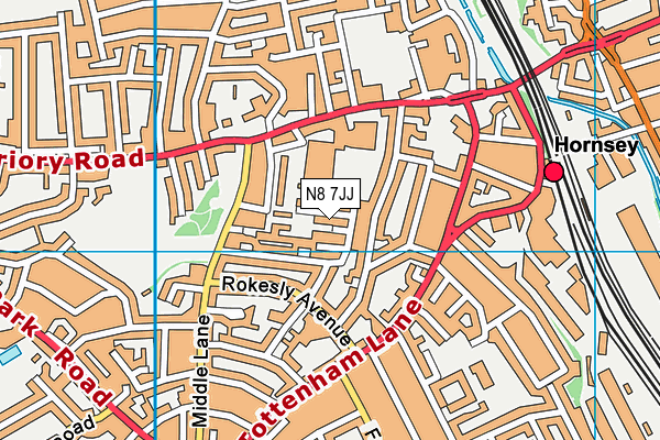 N8 7JJ map - OS VectorMap District (Ordnance Survey) N8 7JJ map - OS VectorMap District (Ordnance Survey)
