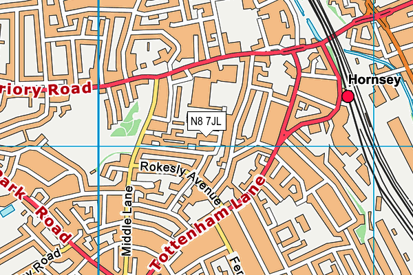 N8 7JL map - OS VectorMap District (Ordnance Survey) N8 7JL map - OS VectorMap District (Ordnance Survey)