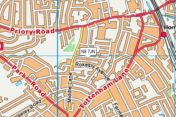 N8 7JN map - OS VectorMap District (Ordnance Survey) N8 7JN map - OS VectorMap District (Ordnance Survey)