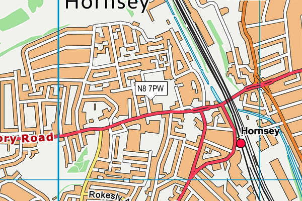 N8 7PW map - OS VectorMap District (Ordnance Survey)