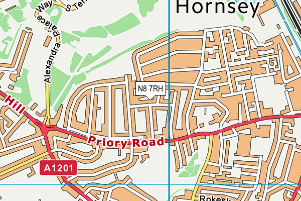 N8 7RH map - OS VectorMap District (Ordnance Survey)
