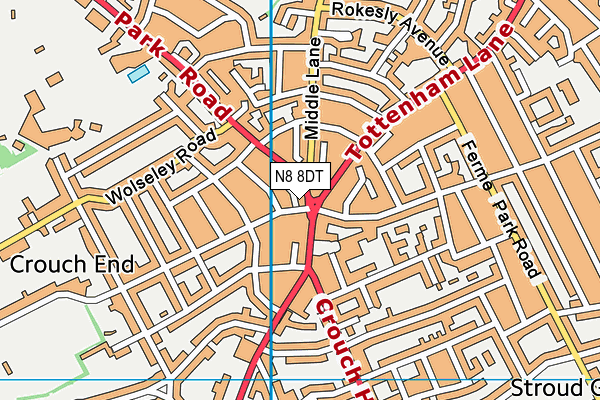 N8 8DT map - OS VectorMap District (Ordnance Survey) N8 8DT map - OS VectorMap District (Ordnance Survey)