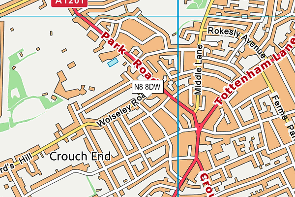 N8 8DW map - OS VectorMap District (Ordnance Survey) N8 8DW map - OS VectorMap District (Ordnance Survey)