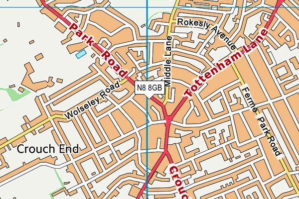 N8 8GB map - OS VectorMap District (Ordnance Survey)