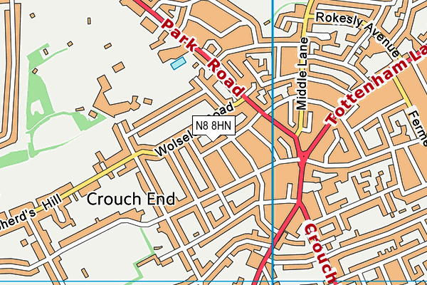 N8 8HN map - OS VectorMap District (Ordnance Survey) N8 8HN map - OS VectorMap District (Ordnance Survey)