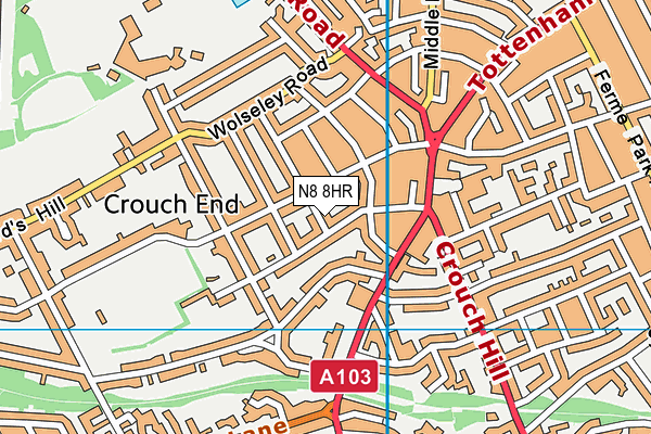 N8 8HR map - OS VectorMap District (Ordnance Survey) N8 8HR map - OS VectorMap District (Ordnance Survey)