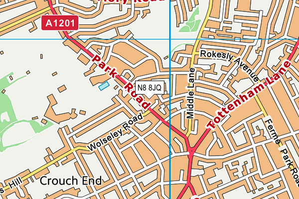 N8 8JQ map - OS VectorMap District (Ordnance Survey) N8 8JQ map - OS VectorMap District (Ordnance Survey)