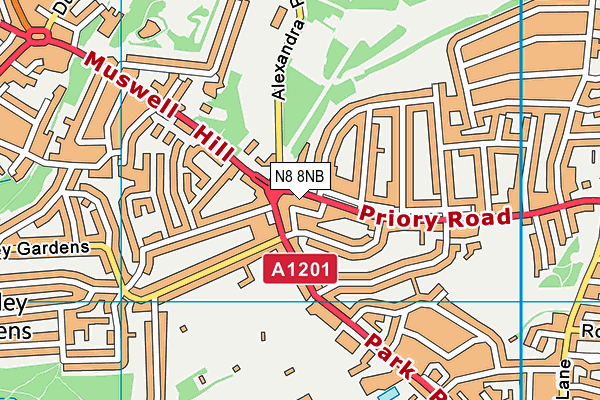 N8 8NB map - OS VectorMap District (Ordnance Survey) N8 8NB map - OS VectorMap District (Ordnance Survey)